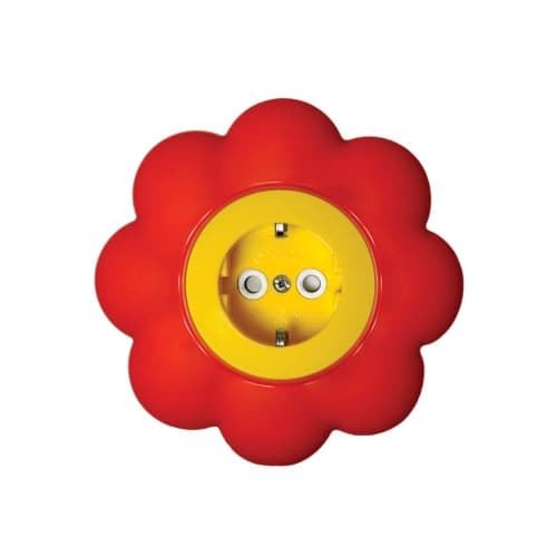 Utičnica dvopolna cvijet žuto crveni Happy