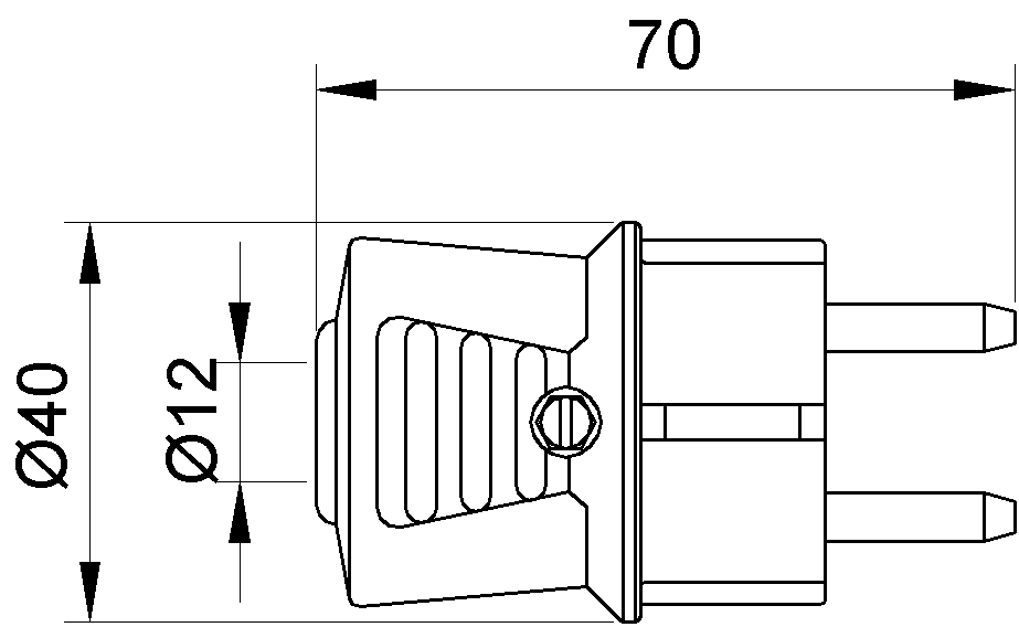 Utikač dvopolni masivni 2